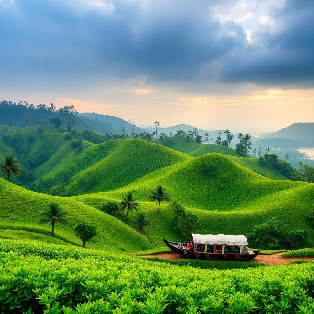 Kerala tea gardens, Thekkady lake and Alleppey houseboat
