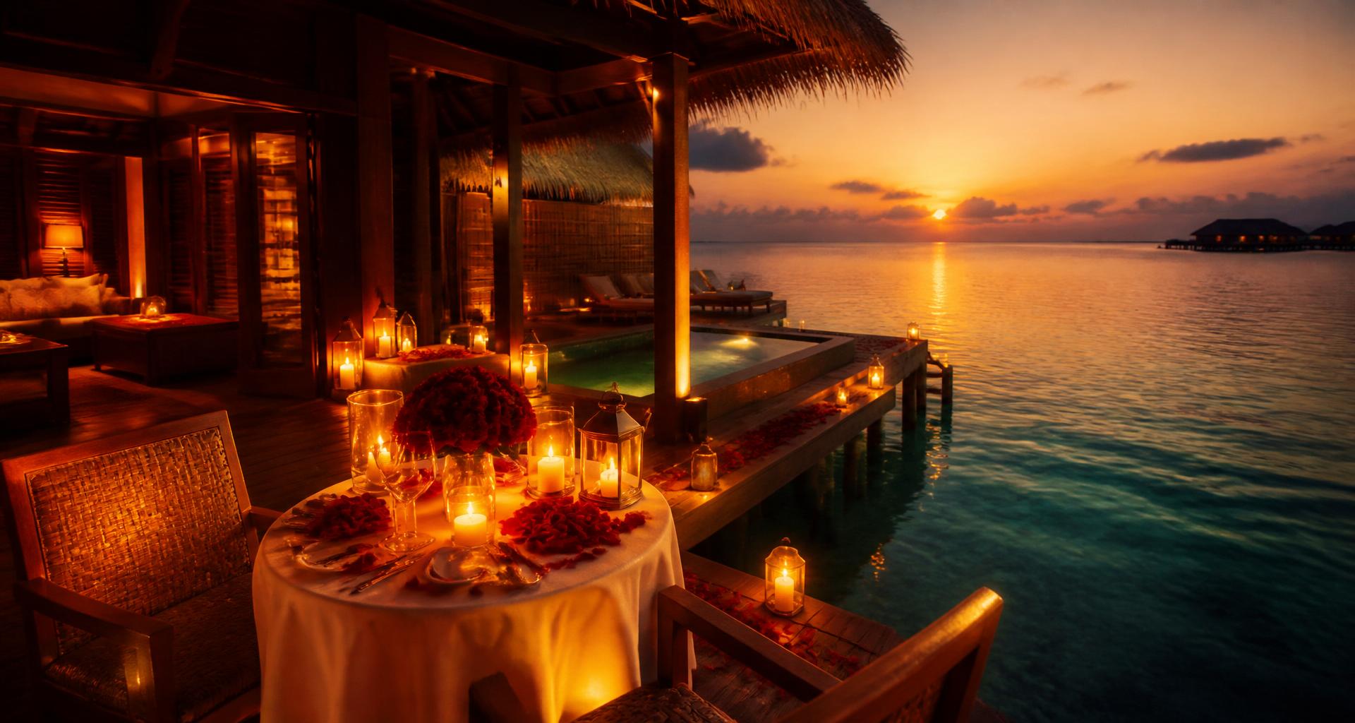 Romantic silhouette of an Indian honeymoon couple at sunset by the sea