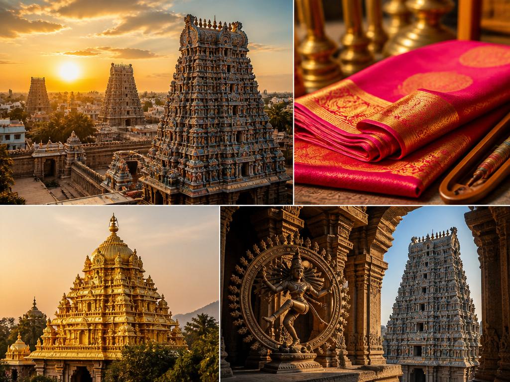 Kanchipuram temple gopurams, golden Vellore temple and Chidambaram Nataraja temple