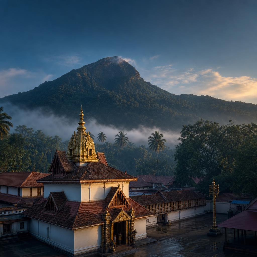 Karnataka temple architecture at dawn