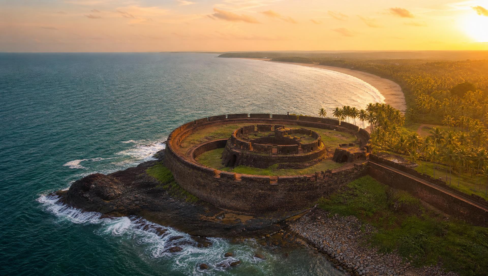 Kannur coastline and Bekal fort