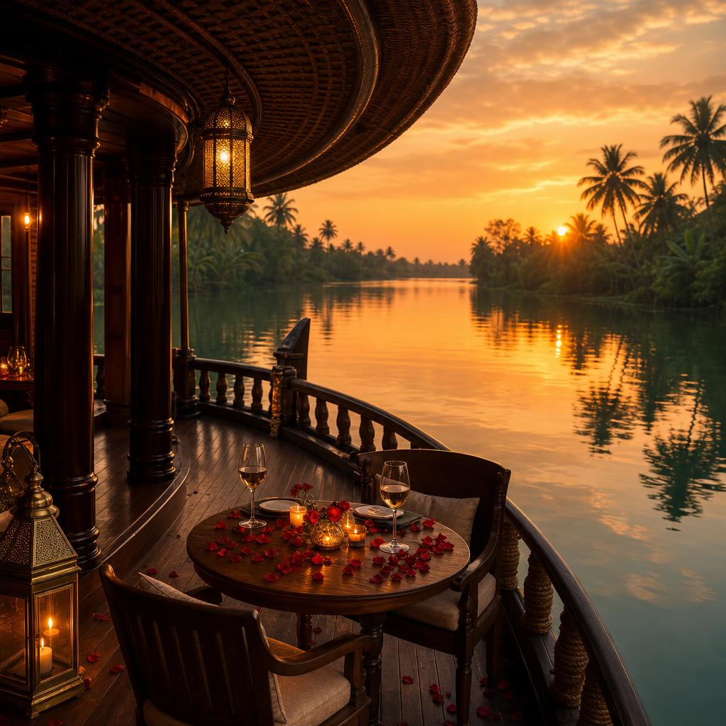 Kerala backwaters at golden hour