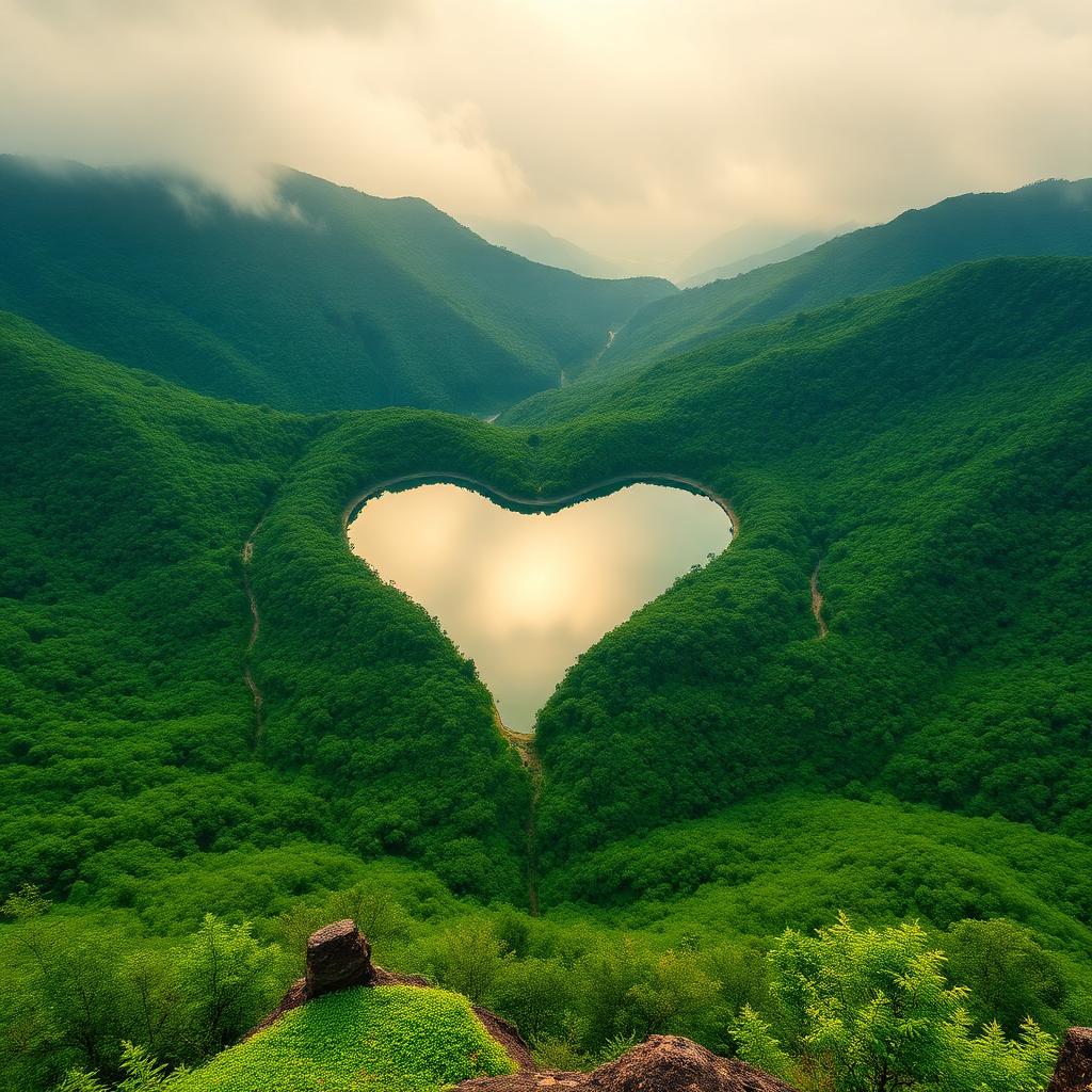 Chembra Peak's iconic heart-shaped lake framed by lush Wayanad hills