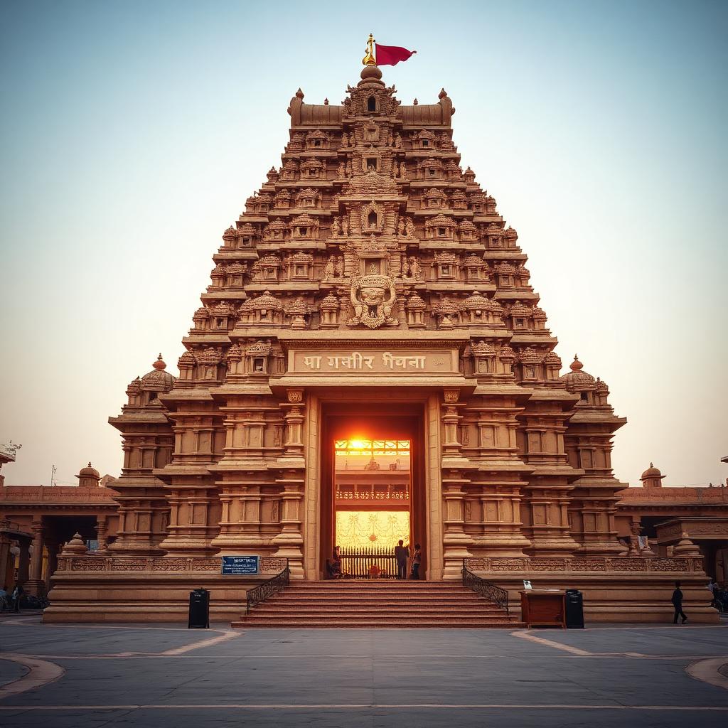 Jagannath Temple Puri wide view with main entrance and Aruna Stambha pillar