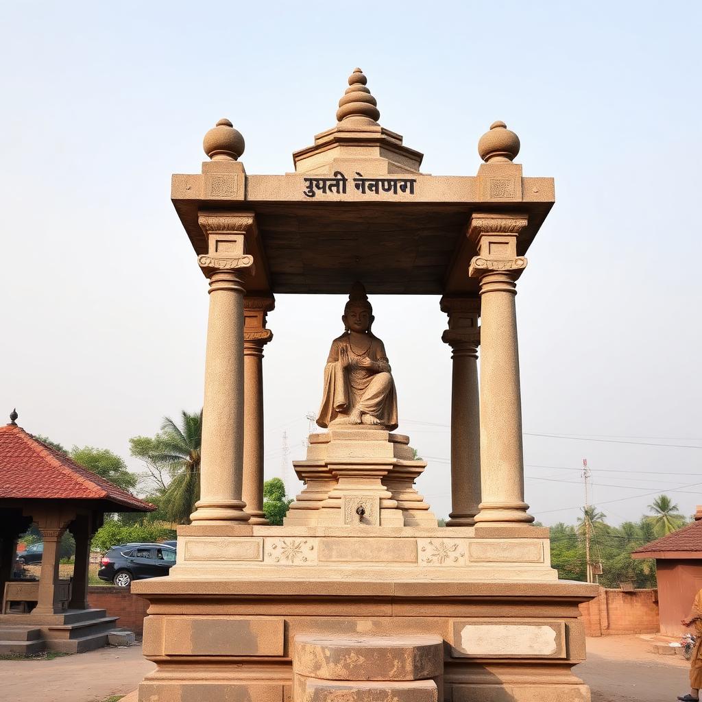 Shani Shingnapur open-air sacred stone deity on raised platform under open sky