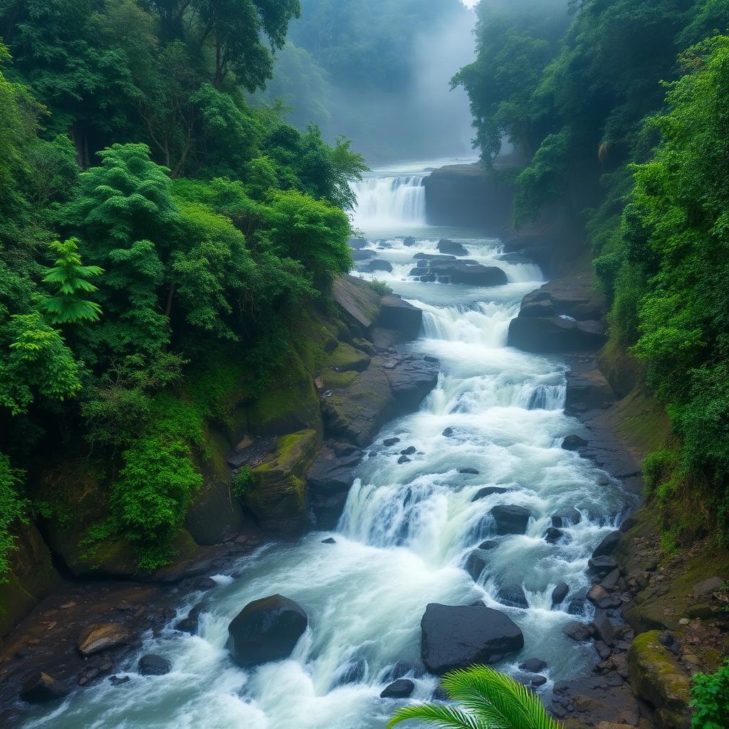 Vazhachal Falls cascading through Sholayar rainforest