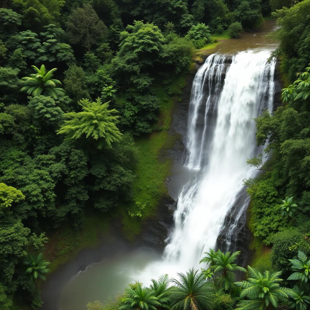 Abbey Falls Coorg cascading through dense green foliage and coffee plantations
