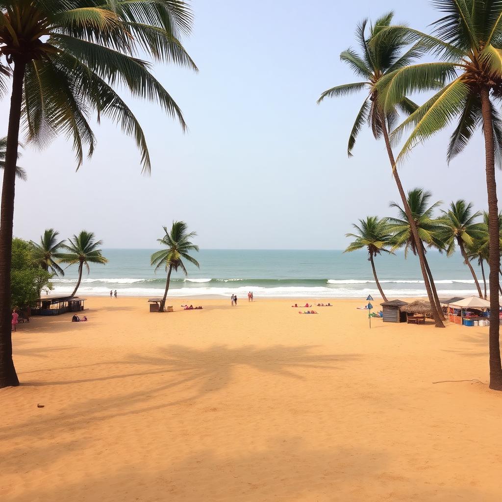 Kudle Beach Gokarna crescent-shaped golden sand beach with palm trees