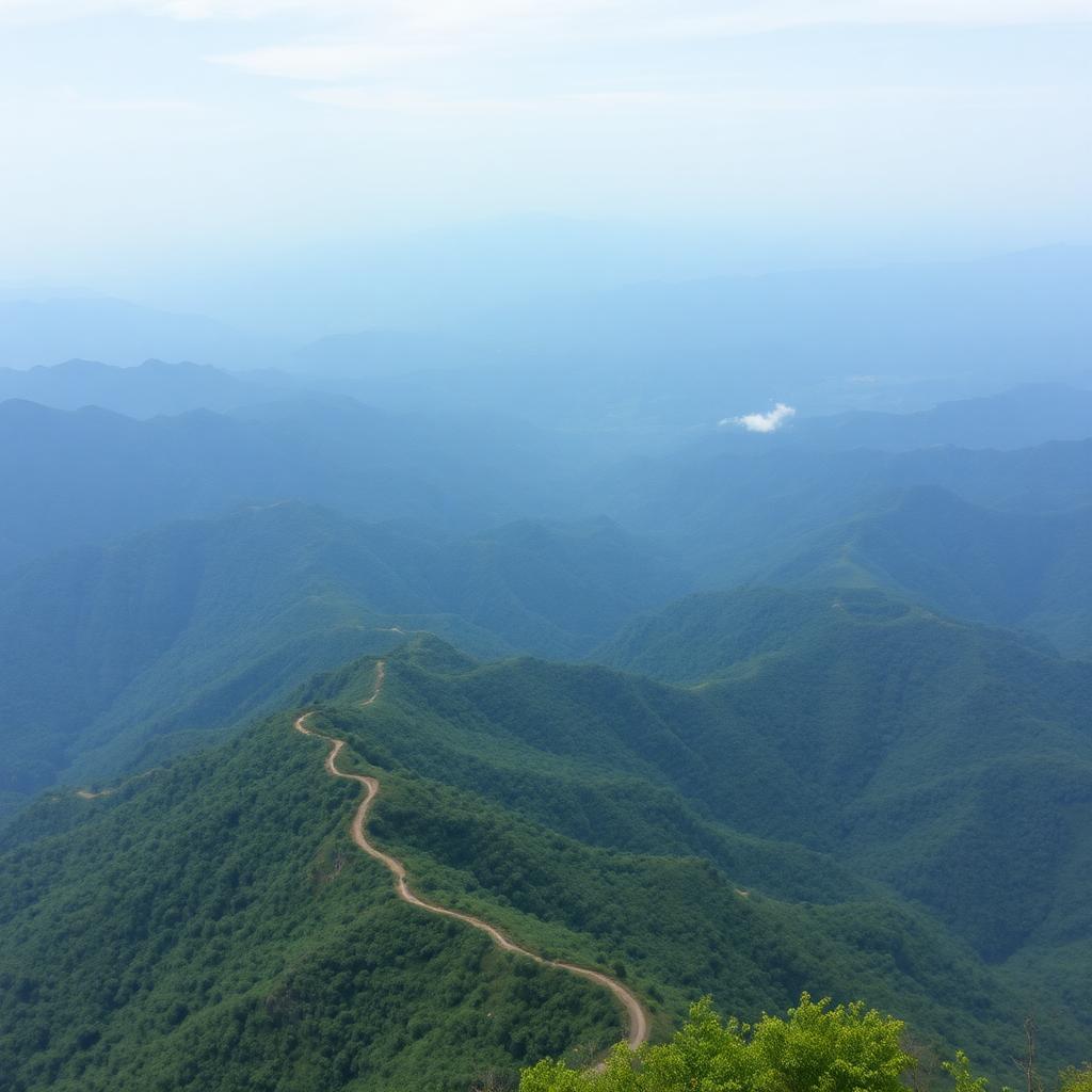 Panoramic Western Ghats ridge line seen from Netravati peak
