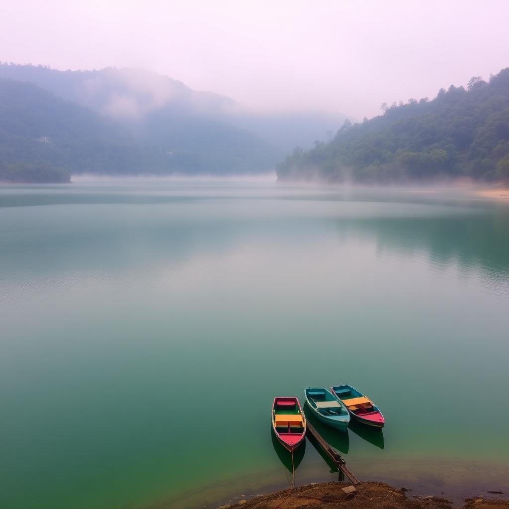 Yercaud hill station with misty valleys and serene lake at dawn