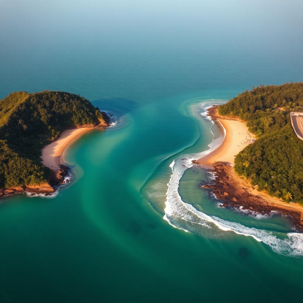 Aerial view of Om Beach in Gokarna