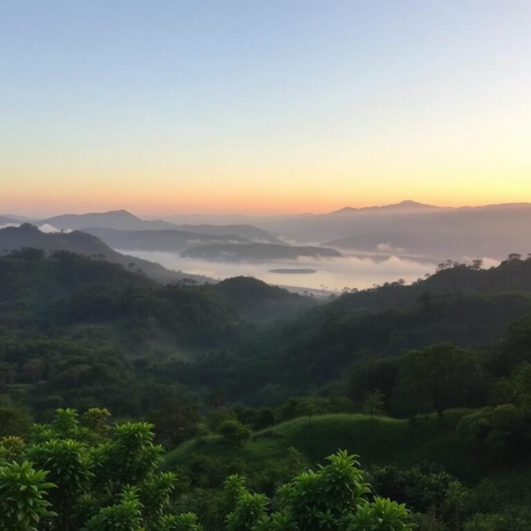 Yercaud hill station with misty valleys and serene lake at dawn
