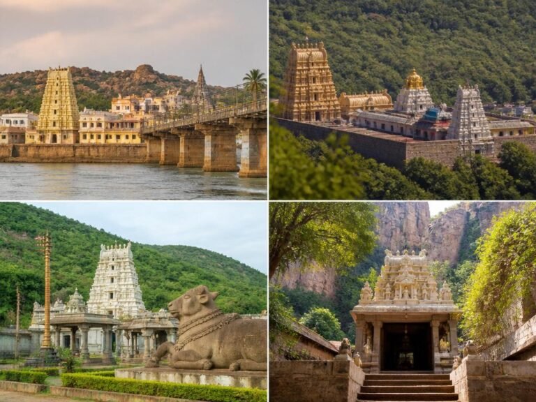 Cinematic view of the sacred Mantralayam - Srisailam - Mahanandi - Ahobilam pilgrimage — India temple photography
